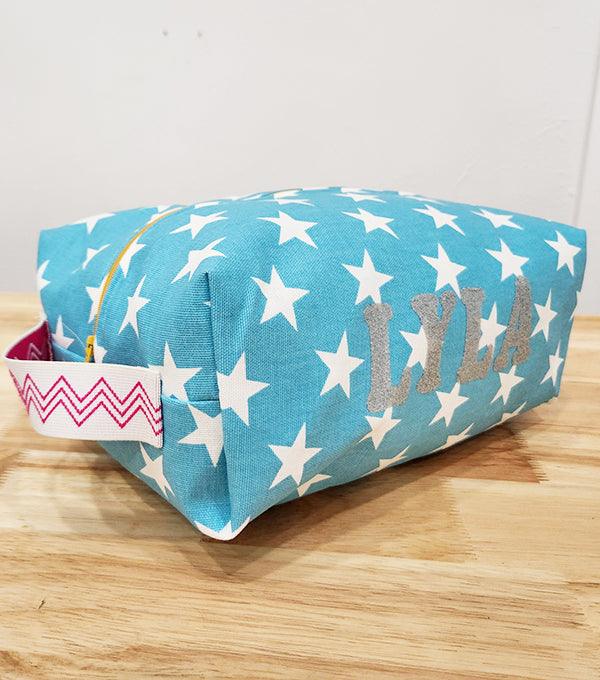 Personalized toiletry bag made in kids' craft class