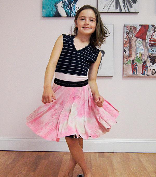 Girl wearing a twirl skirt